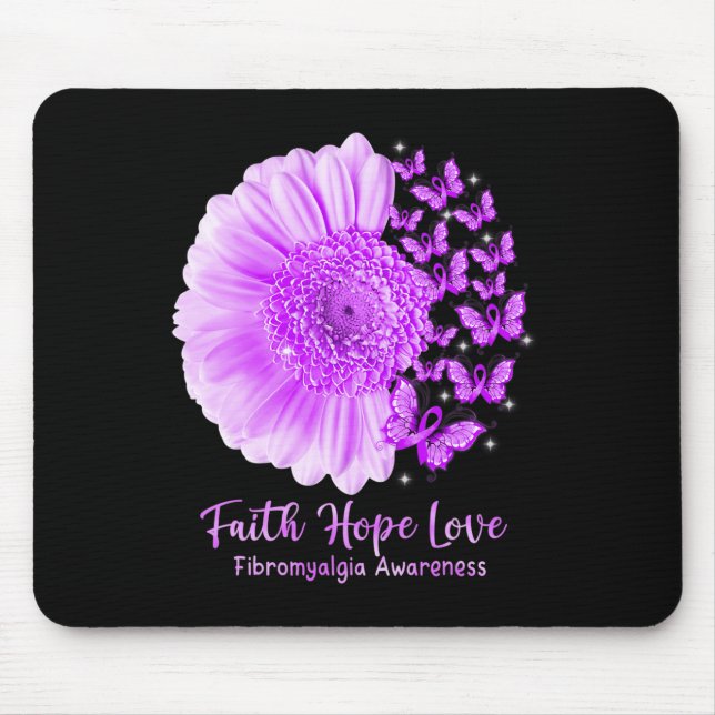 Faith Hope Kärlek Solros Butterfly Fibromyalgia A Musmatta (Framsidan)