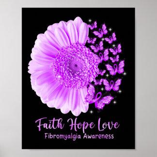 Faith Hope Kärlek Solros Butterfly Fibromyalgia A Poster