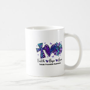 Faith Hope Kärlek Solros Leopard Suicide Awarenes Kaffemugg