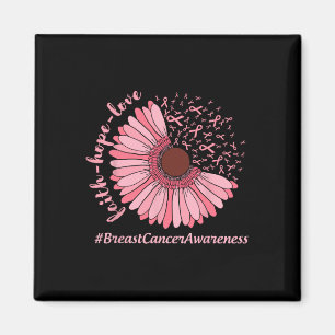 Faith Hope Kärlek Solros Ribbon Breast Cancer Awa Magnet