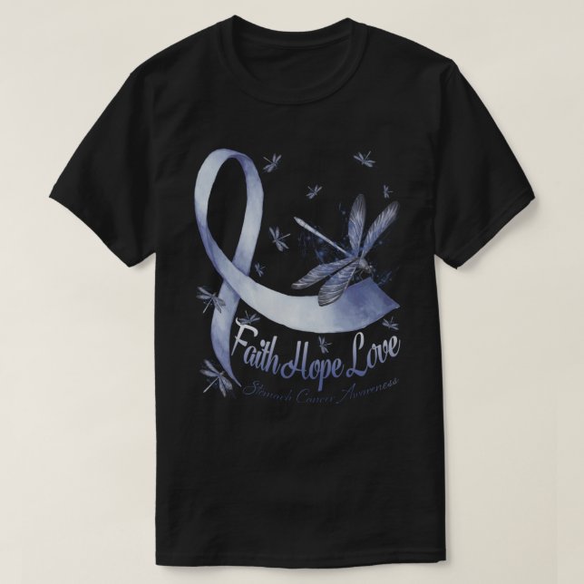 Faith Hope Kärlek Stomach Cancer Awareness Dragonf T Shirt (Design framsida)