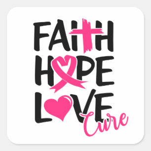 Faith Hope Kärlek T-Shirt Keychain Button Silver P Fyrkantigt Klistermärke