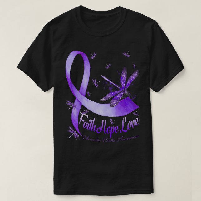 Faith Hope Kärlek Ulcerative Colitis Awareness Dra T Shirt (Design framsida)
