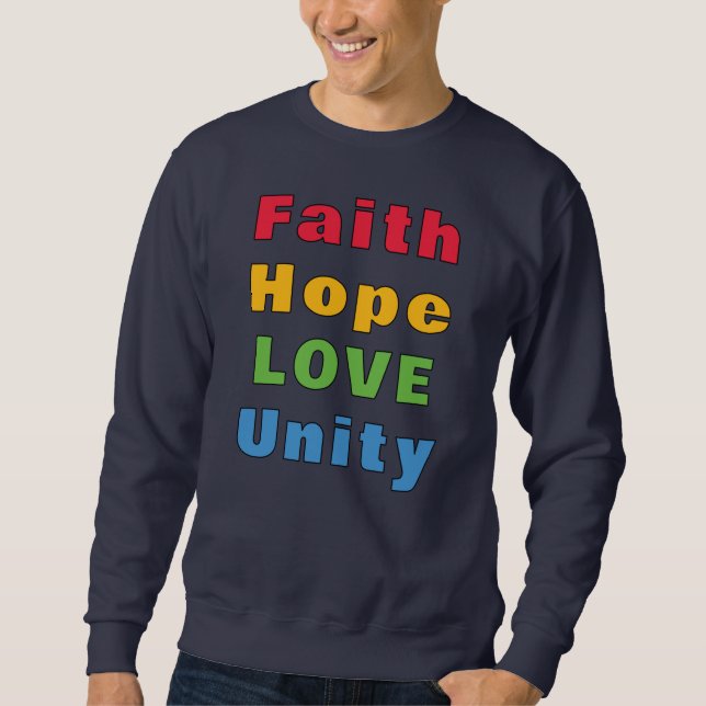 Faith Hope Kärlek Unity Lång Ärmad Tröja (Framsida)