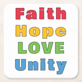 Faith Hope Kärlek Unity Underlägg Papper Kvadrat