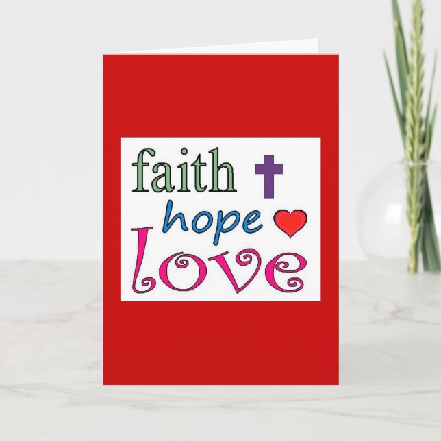 Faith, Hope, Kärlek Valentine Card Helgkort (Framsida)