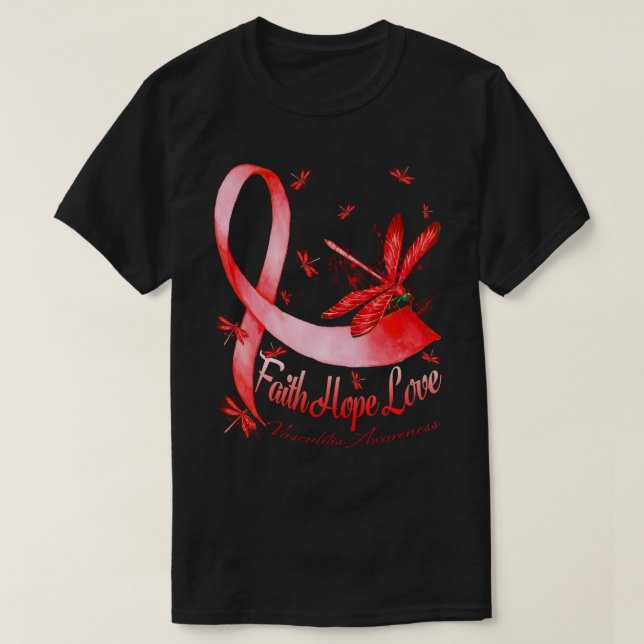 Faith Hope Kärlek Vasculitis Awareness Dragonfly T Shirt (Design framsida)