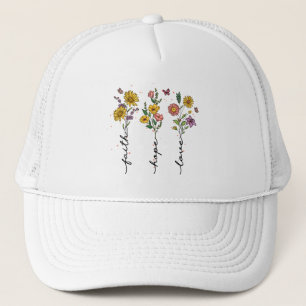 Faith, Hope, Kärlek - Vibrant Blommigt Inspiration Keps