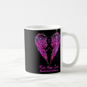 Faith Hope Kärlek Vingar Breast Cancer Awareness R Kaffemugg