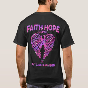 Faith Hope Kärlek Vingar Breast Cancer Awareness T Shirt