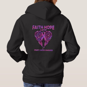 Faith Hope Kärlek Vingar Breast Cancer Awareness T Shirt