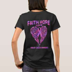 Faith Hope Kärlek Vingar Breast Cancer Awareness T Shirt