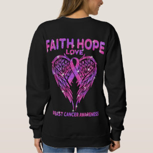 Faith Hope Kärlek Vingar Breast Cancer Awareness T Shirt