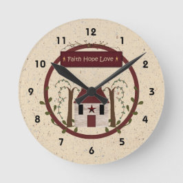 Faith Hope Kärlek Wall Clock Rund Klocka