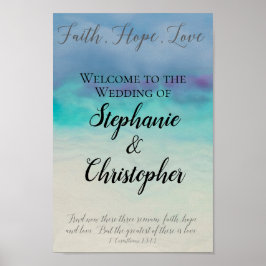Faith Hope Kärlek Watercolor Bible Verse Bröllop Poster