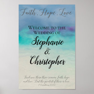Faith Hope Kärlek Watercolor Bible Verse Bröllop Poster