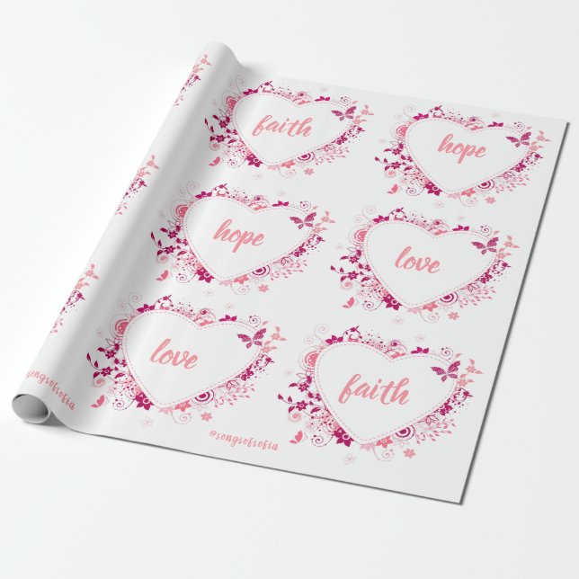 Faith, hope & kärlek Wrapping Papper Presentpapper (Utrullad)