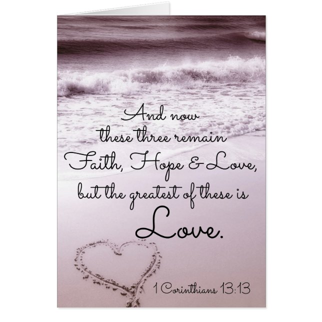 Faith Hope Love, 1 Corinthians 13:13, Beach Card Hälsningskort (Framsidan)