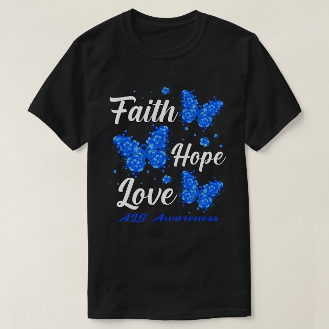 Faith Hope Love ALS-medvetenhet Fjäril T Shirt (Design framsida)