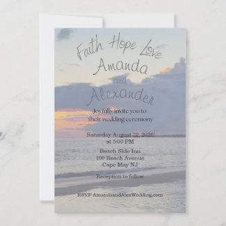Faith Hope Love Beach Photo Wedding Invitation Inbjudningar