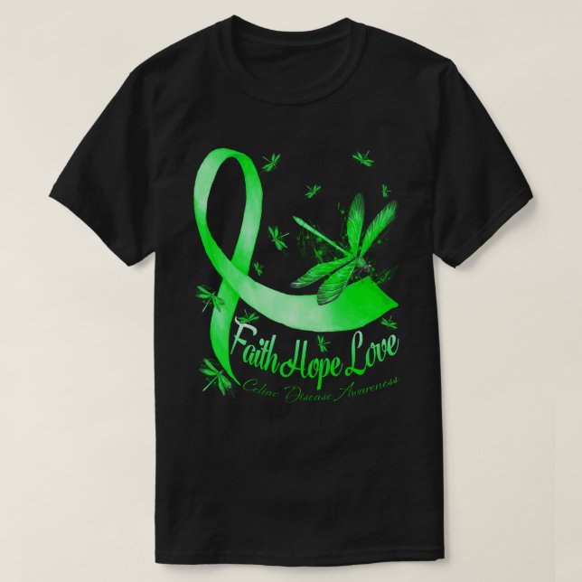 Faith Hope Love Celiac Disease Awareness Dragonfly T Shirt (Design framsida)