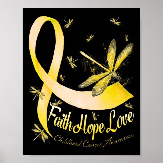 Faith Hope Love Childhood Cancer Awareness Dragonf Poster (Framsidan)