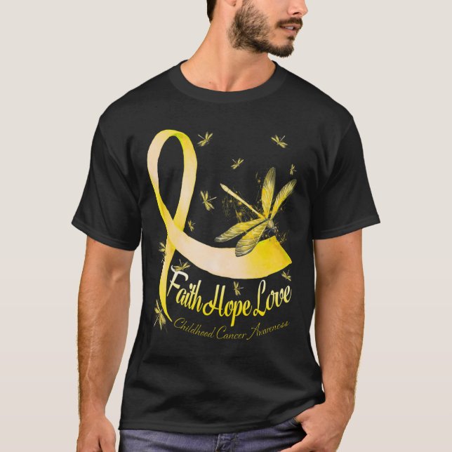 Faith Hope Love Childhood Cancer Awareness Dragonf T Shirt (Framsida)