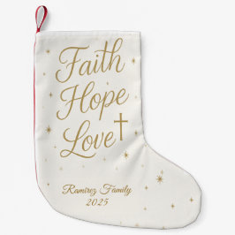 Faith Hope Love Christian Christmas Stocking Liten Julstrumpa