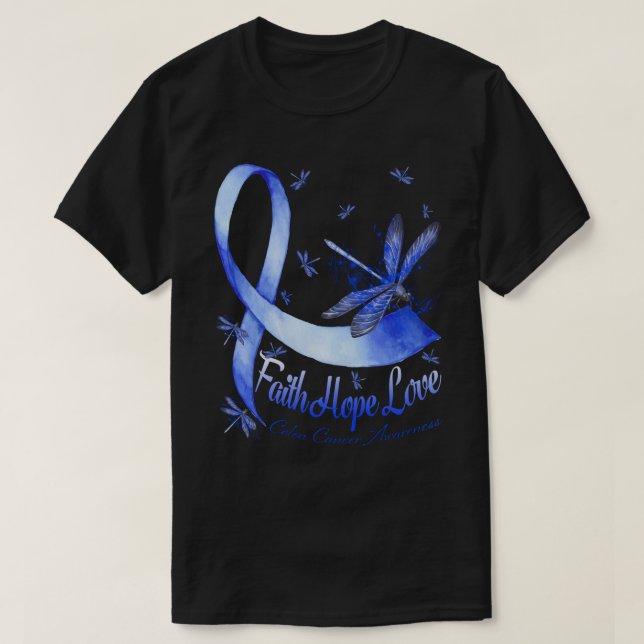 Faith Hope Love Colon Cancer Awareness Dragonfly T Shirt (Design framsida)