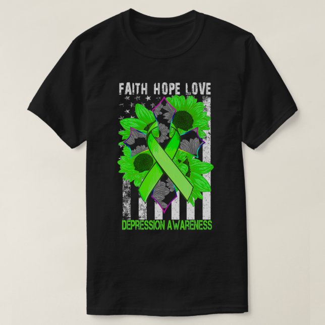 Faith Hope Love Crossing Depression Awareness  T Shirt (Design framsida)