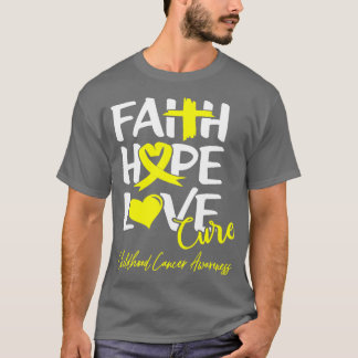 Faith Hope Love Cure Childhood Cancer Awareness  T Shirt