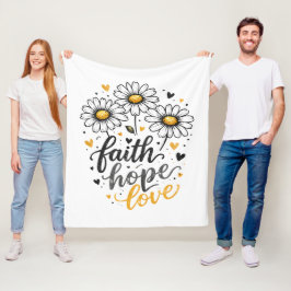 Faith, Hope, Love & Daisies Fleecefiltblank Fleecefilt
