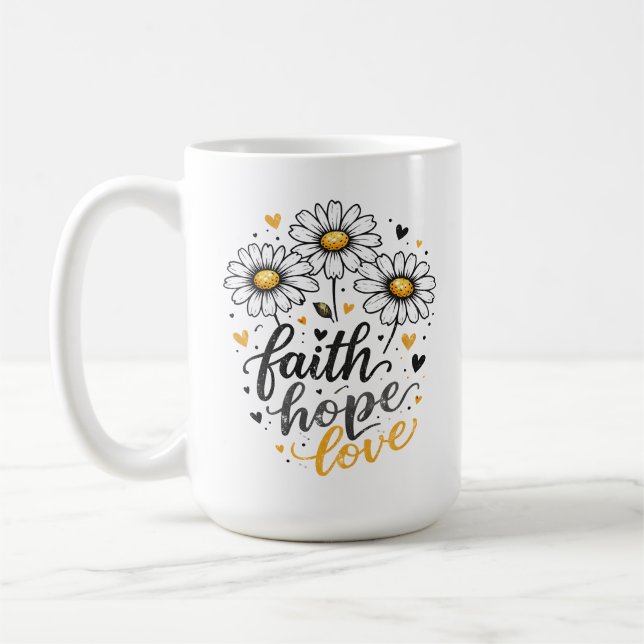 Faith, Hope, Love & Daisies Kaffe Mugg (Vänster)