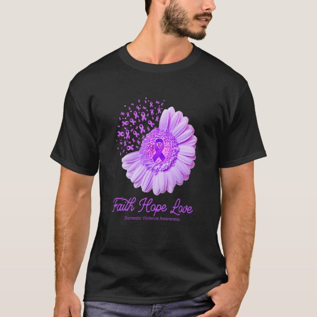 Faith Hope Love Domestic Violence Awareness Flower T Shirt (Framsida)