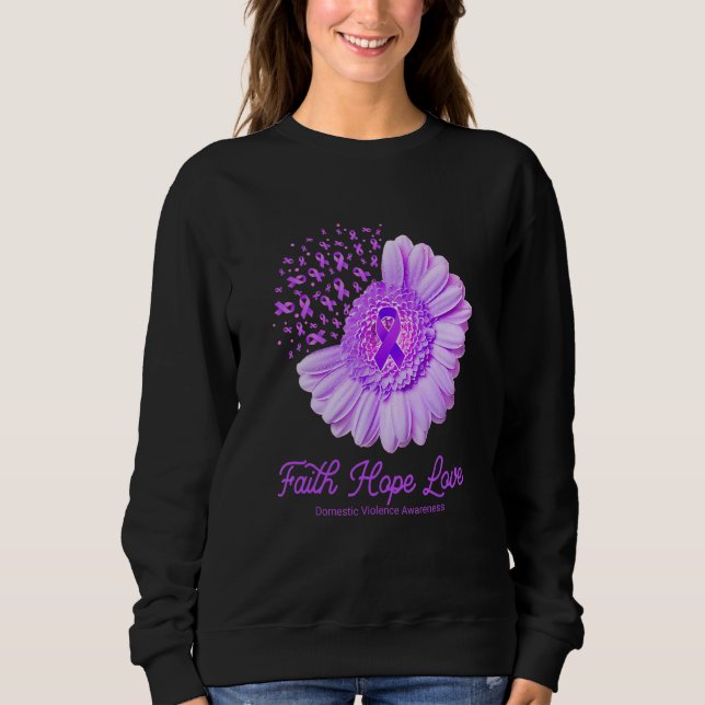 Faith Hope Love Domestic Violence Awareness Flower T Shirt (Framsida)