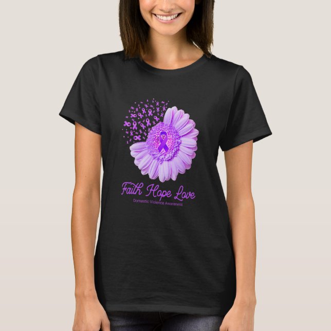 Faith Hope Love Domestic Violence Awareness Flower T Shirt (Framsida)