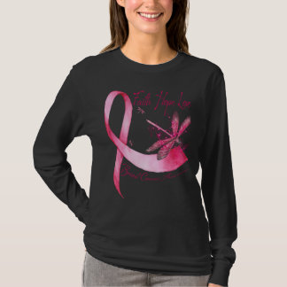 Faith Hope Love Dragonfly Pink Ribbon Breast Cance T Shirt