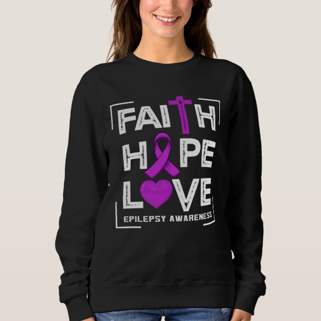 Faith Hope Love Epilepsy Awareness T Shirt (Framsida)