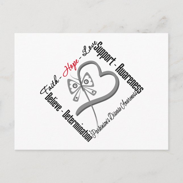 Faith Hope Love Fjäril - Parkinsons Sjukdom Vykort (Framsida)