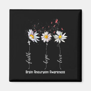 Faith Hope Love Hjärnaneurysm Medvetenhet Blomma G Magnet