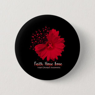 Faith Hope Love Hjärt Sjukdom Medvetenhet Solros Knapp