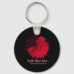 Faith Hope Love Hjärt Sjukdom Medvetenhet Solros Nyckelring