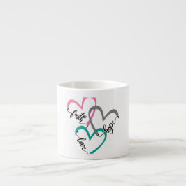 Faith Hope Love Hjärtan Mugg Espressomugg