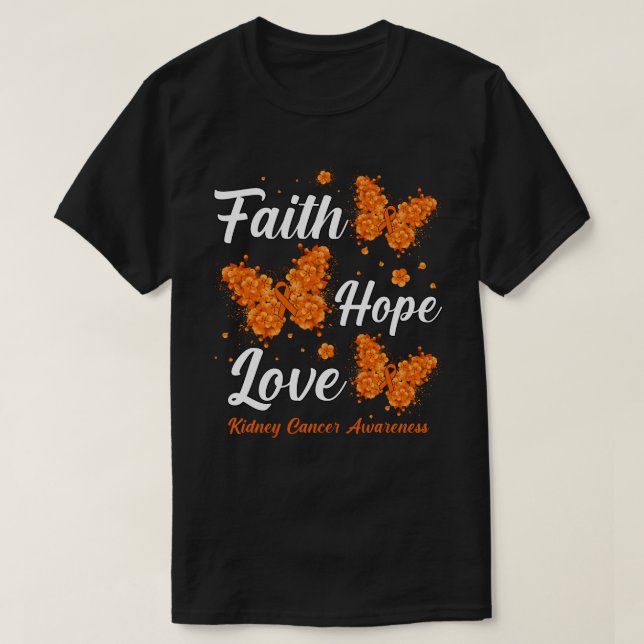Faith Hope Love Kidney Cancer Awareness Butterfly T Shirt (Design framsida)