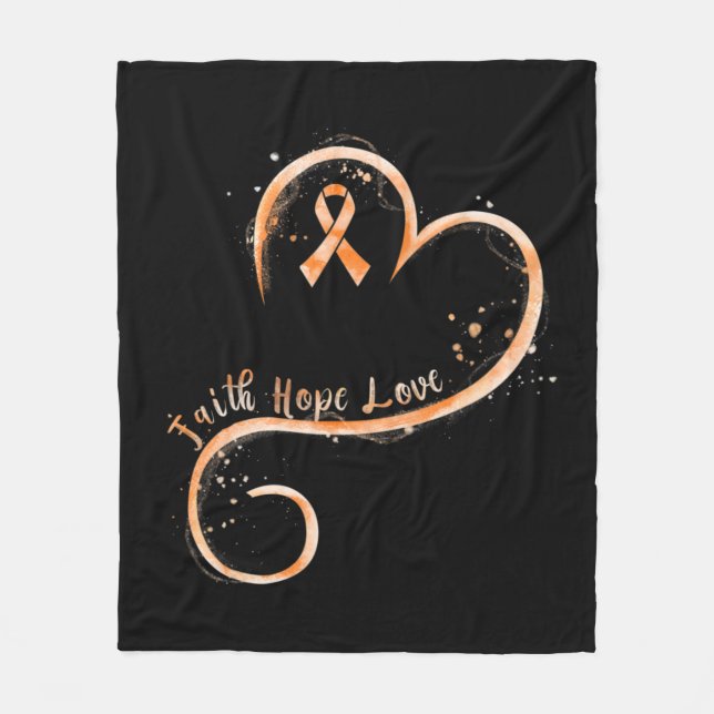 Faith Hope Love Orange Ribbon Leukemia Awareness  Fleecefilt (Framsidan)