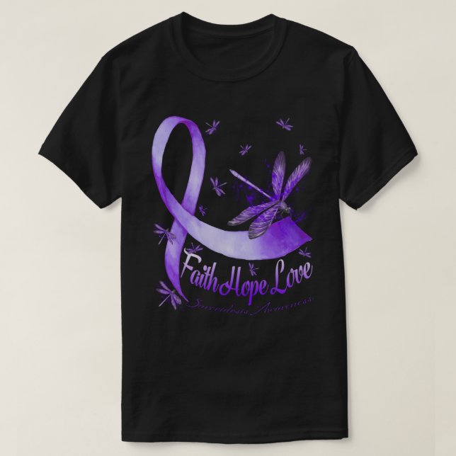 Faith Hope Love Sarcoidosis Awareness Dragonfly T Shirt (Design framsida)