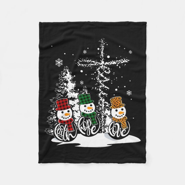 Faith Hope Love Snowman Jesus Christian Tree Chris Fleecefilt (Framsidan)