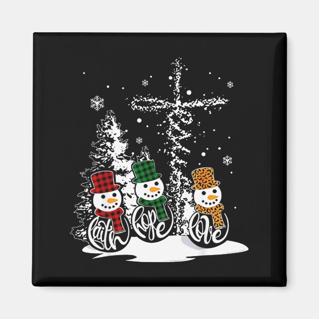 Faith Hope Love Snowman Jesus Christian Tree Chris Magnet (Framsidan)