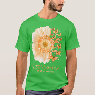 Faith Hope Love Sunflower Butterfly ADHD Awareness T Shirt