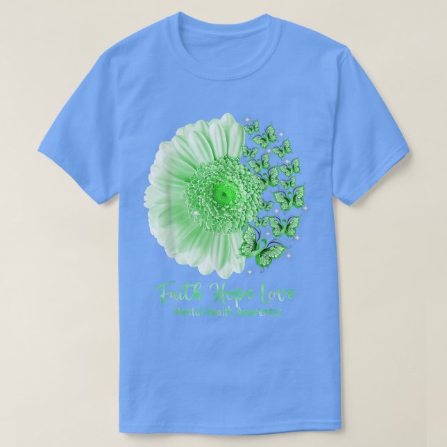 Faith Hope Love Sunflower Butterfly Mental Health  T Shirt (Design framsida)